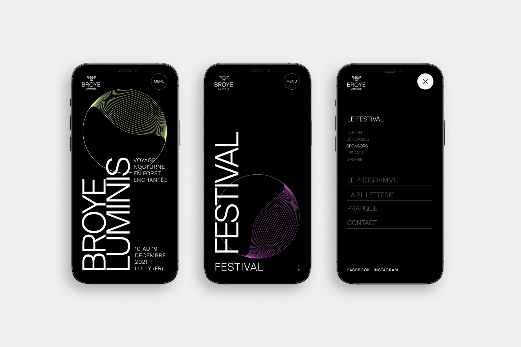 Broye Luminis, visualisation du site sur un smartphone.